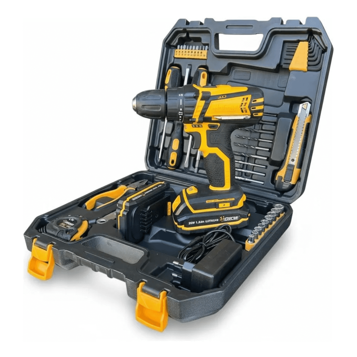 Erux - Taladro Inalámbrico 20v De 47 Piezas Hoteche Amarillo