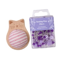 Magideal - Soporte De Alfiler De Costura De Alfileres Con 80 Alfileres De Cabeza Plana Recta De Decoración Del Hogar Portátil Cojín Para Coser La Embarcación De B