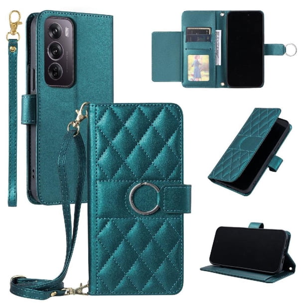 Funda tipo billetera FOXDOCK para OPPO Reno 12 Pro 5G – Tapa abatible con correa para mujer