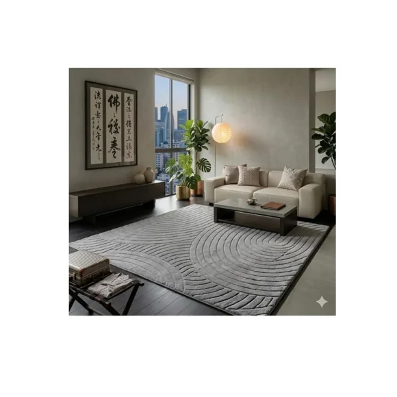 Alfombra jacquard 160x200 beige relive modelo harver moderna elagante decorativa 2425