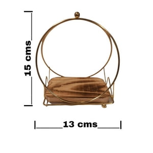 Mundo Eve - Adorno Argolla Dorado Metálico Base Madera