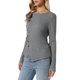 thumbnail image 4 of INSPIRE CHIC Suéter de Manga Larga para Mujer con Cuello Redondo y Decoración de Botones, Tops de Punto Acanalado Casual S Gris, 4 of 6