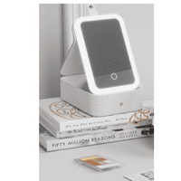 Genérico - Caja De Almacenamiento De Cosméticos Con Espejo Luz Led Beige