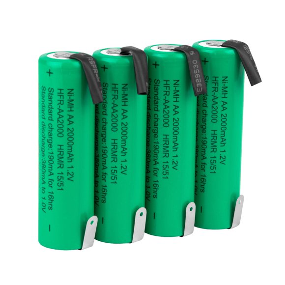Batería Tenergy AA 1.2 V 2000 mAh (paquete de 4) con lengüetas