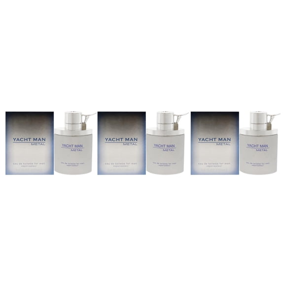 Perfume Myrurgia Yacht Man Metal EDT en aerosol para hombre, 100 ml x 3