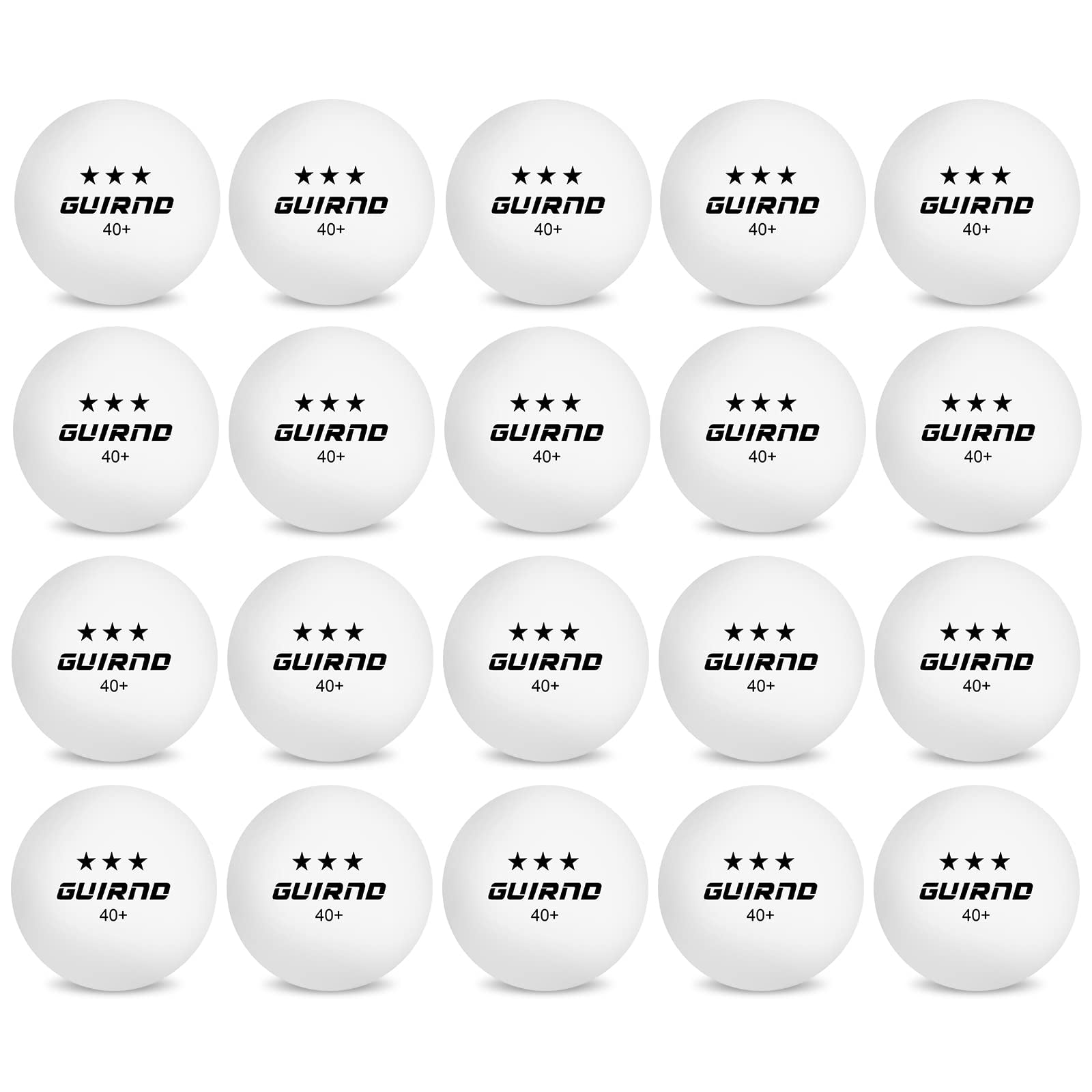 Pelotas De Ping Pong Guirnd 3 Star Para Tenis De Mesa, 20 Unidades, Color Blanco