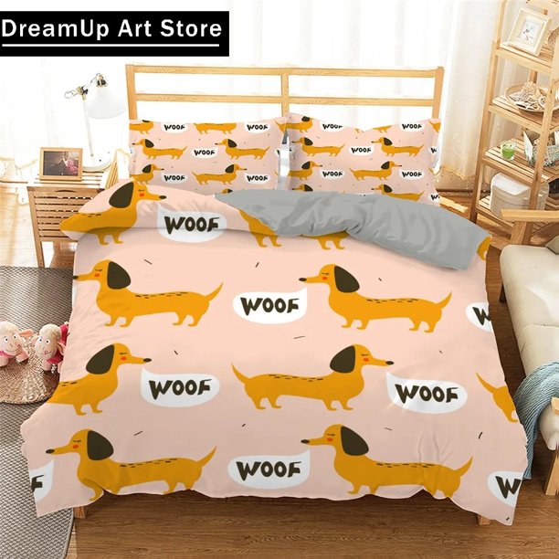 Sausage Dog Dachshund Puppy Bedding Set Duvet Cover Bed Set Quilt Cover Boys Adult