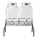 thumbnail image 1 of Dispensador de bebidas de vidrio, paquete de 2, 4, barbacoa, 2 vasos con soporte para fiestas, bebidas, jugo, boda , Grifo de plástico, 1 of 5