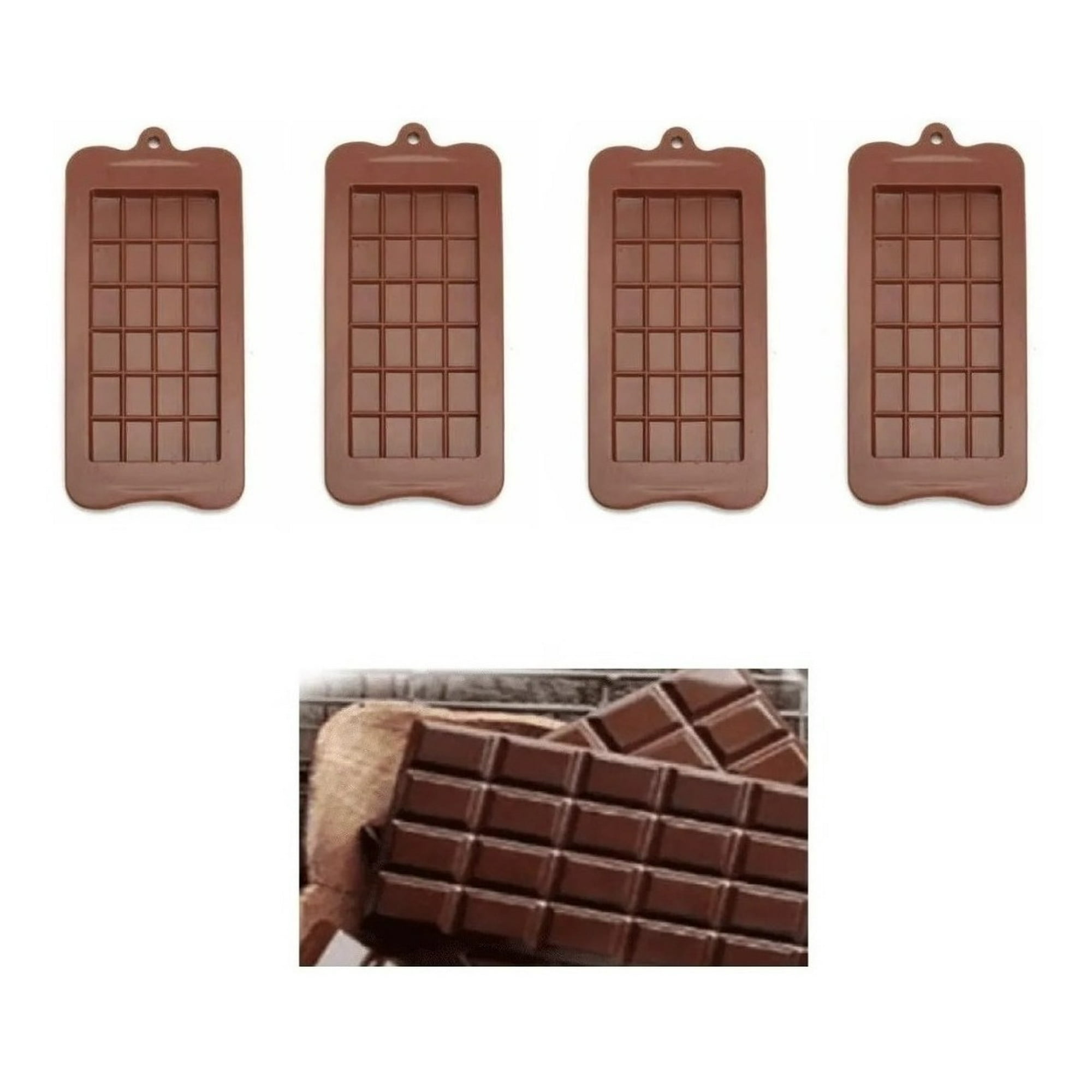 Genérico - Pack 4 Moldes De Chocolate Molde Barra De Chocolate Silicona