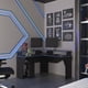thumbnail image 1 of Escritorio Gamer En L Con 2 Niveles Para Monitores Guma Wengue Y Azul, 1 of 12