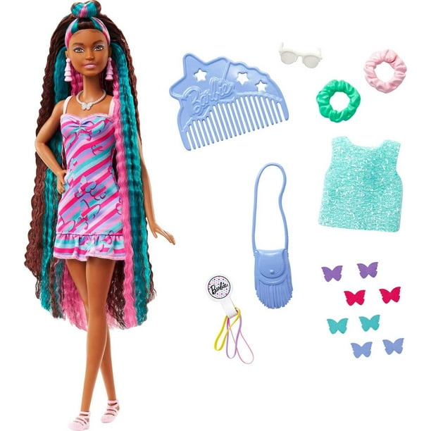 Muñeca Barbie Totally Hair Butterfly-temitamente cabello de fantasía 8.5 pulgadas vestido 15 cabello y moda