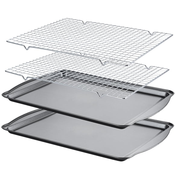 Juego de bandejas para hornear Gymdin de acero al carbono con rejillas de refrigeración, 2 unidades