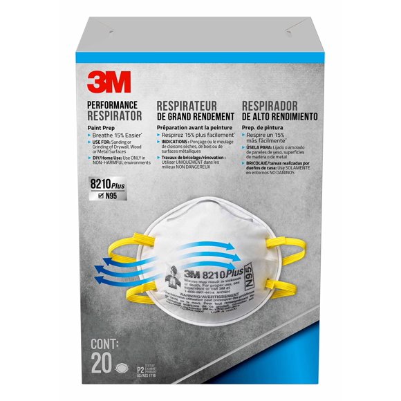 Respirador 3M 8210 Plus N95 desechable, paquete de 20