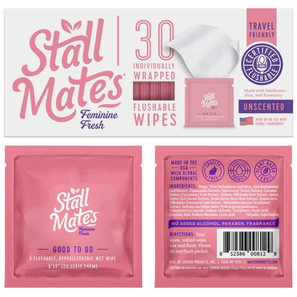 Toallitas femeninas Stall Mates Flushable Fresh 30 individuales