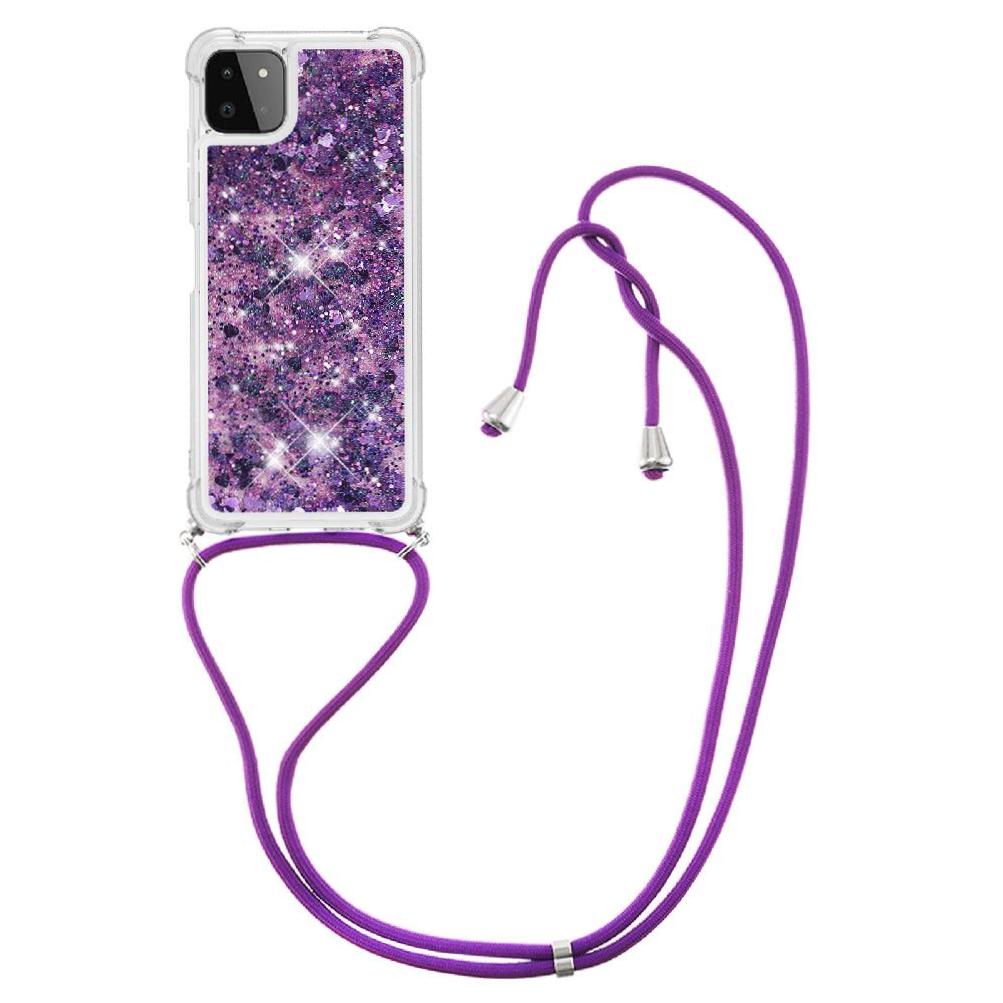 Funda Foxdock Para Samsung Galaxy A22 5G Con Cuerda Ajustable, Brillo Líquido, Protección Antigolpes Y Lente – Ideal Para Regalo