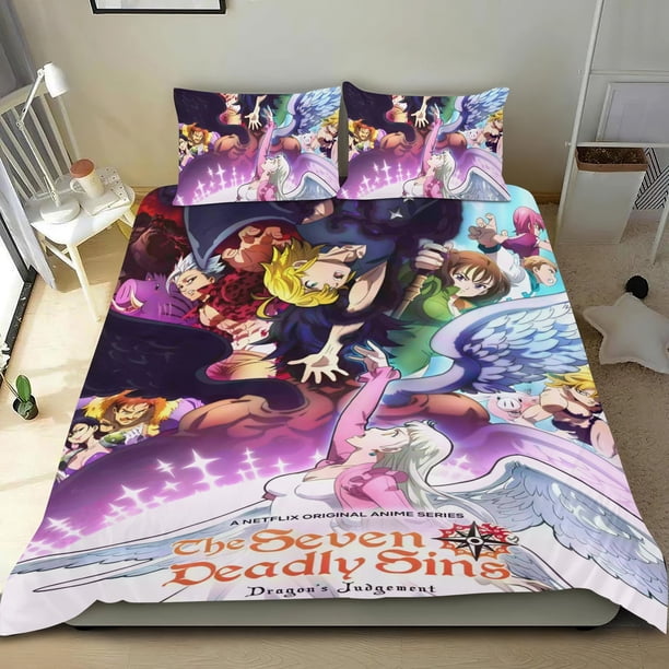 Los Siete Pecados Capitales Conjunto de sábanas temático, trío de piezas, cómodo y amigable con la piel, diseño único, regalo de decoración para el hogar para familiares, amigos y fans,135cm *200cm