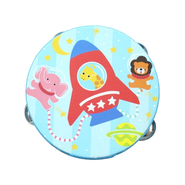 Pandereta de mano de madera de doble fila, instrumentos de percusión, tambor de mano, juguete educativo para juegos, juguetes, karaoke, niños pequeños 15 centímetros