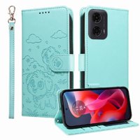 Funda Billetera Foxdock Compatible Con Motorola Moto E14, Diseño Perrito Tierno, Ranuras Para Tarjetas Y Soporte Plegable