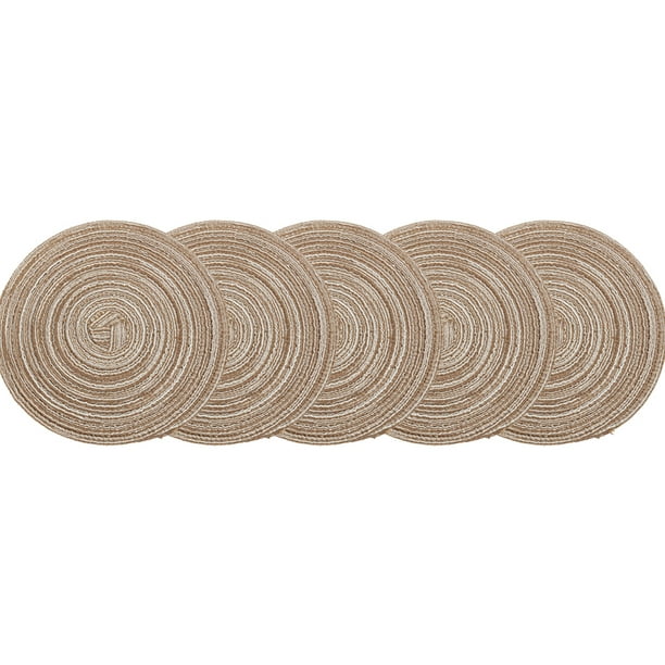 Manteles individuales redondos estilo bohemio de granja, manteles individuales de tela, manteles individuales tejidos rústicos para mesa de comedor, manteles individuales circulares, manteles individu