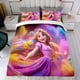 thumbnail image 4 of Enredados, Princesa Rapunzel Conjunto de sábanas temático, trío de piezas, cómodo y amigable con la piel, diseño único, regalo de decoración para el hogar para familiares, amigos y fans,173cm *218cm, 4 of 6