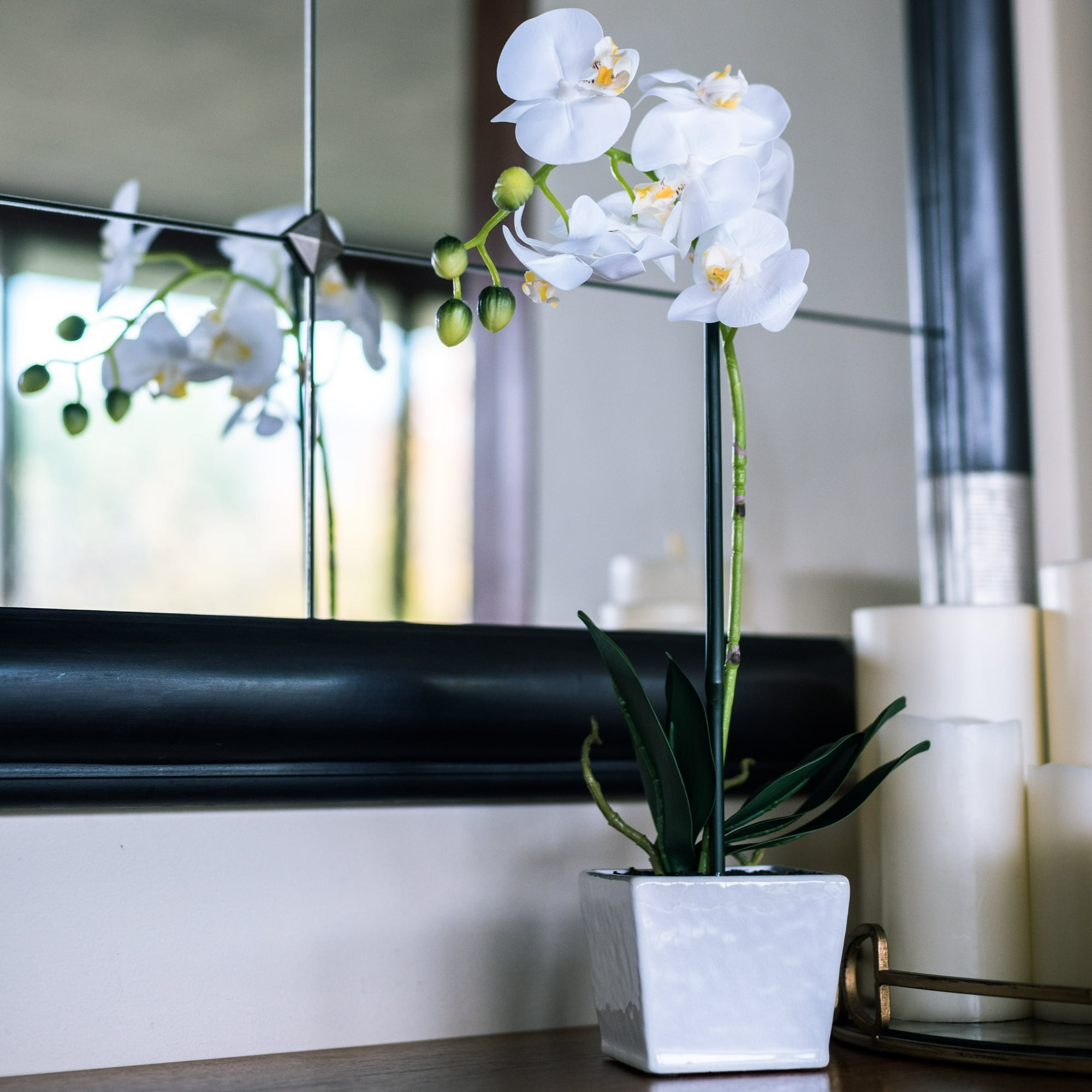 Vadell Home - Orquídea Blanca 51 Cm En Macetero