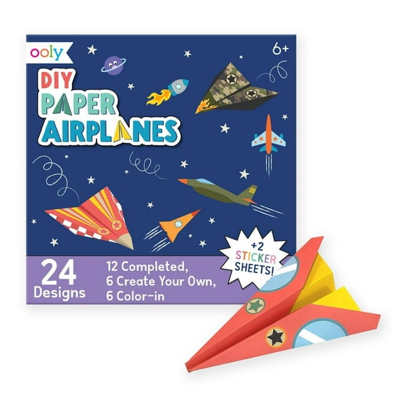 Libro de avión de papel, oleo, bricolaje, con 24 aviones y pegatinas