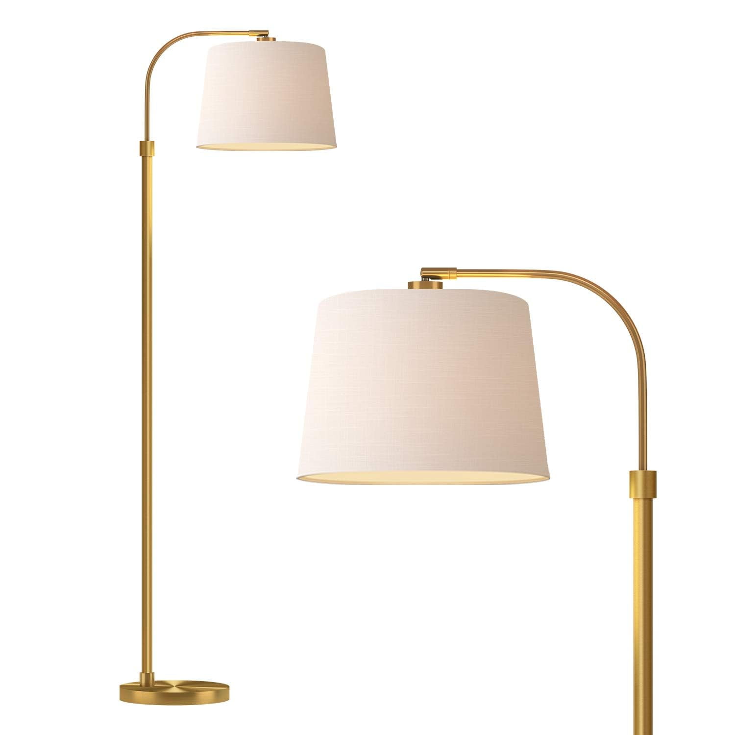 Lámpara De Pie Oneach De 157 Cm, Arco Dorado Con Pantalla De Lino