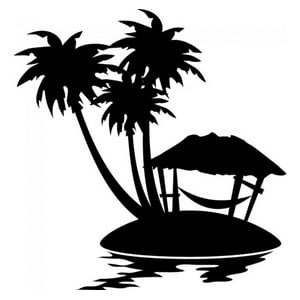 Rienda Libre Graphics - Decomural Palm Tree Scene Tropical Beach Scene Ws-32858