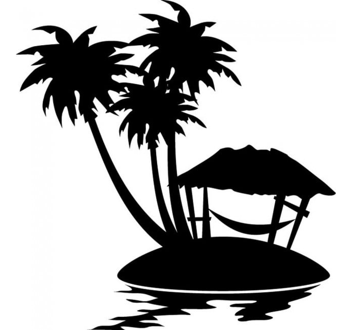Rienda Libre Graphics - Decomural Palm Tree Scene Tropical Beach Scene Ws-32858