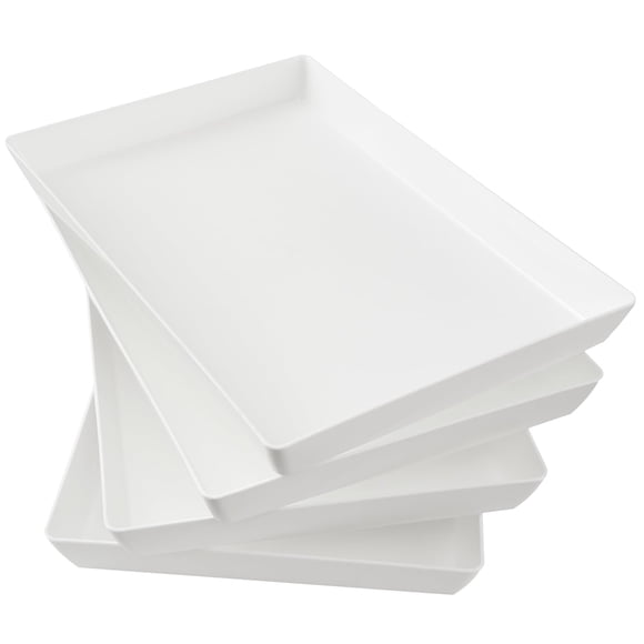 Bandejas Para Servir De Plástico Blanco Acrílico Estadounidense 38 X 25 Cm (juego De 4)