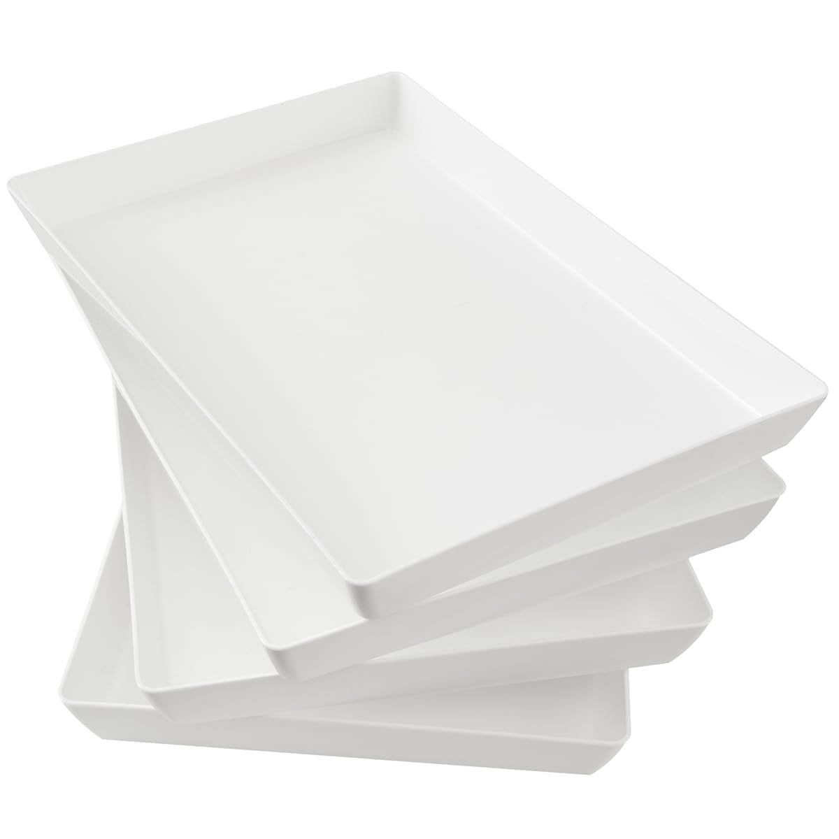 Us Acrylic - Bandejas Para Servir De Plástico Blanco Acrílico Estadounidense, 38 X 25 Cm (juego De 4)