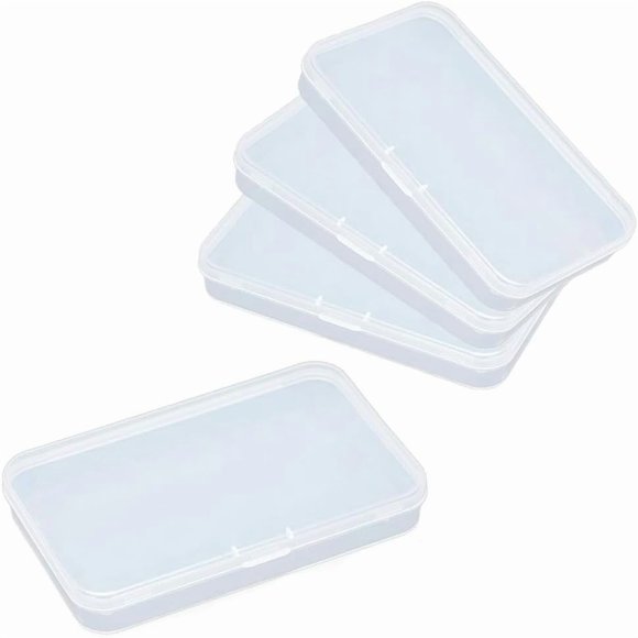 Caja de almacenamiento PurYupearl 12x7x2 cm, pack de 4, plástico transparente