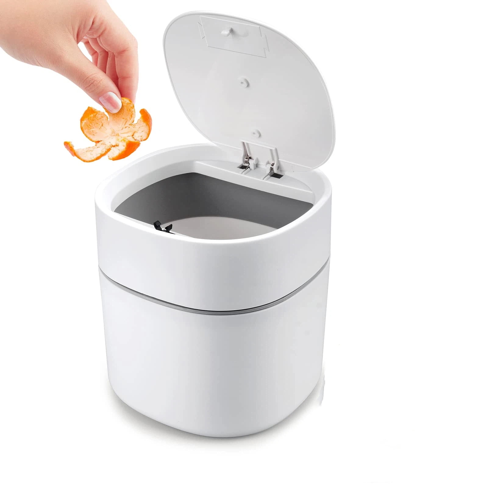 Xusx111 - Mini Lata De Basura De Escritorio Con Tapa, Prensa-superior Pequeña Cesta De Residuos De Encimera Pequeña Tabla Cubierta De Plástico Basura Para Encima Del Escritorio