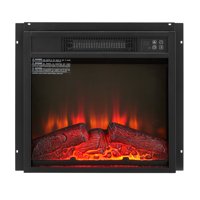 M&Ms - Electric Fireplace Insert 18"" 1400W 120V ,Equipped With Remote Control, Ultra Thin Heater With Log Set & Realistic Flame - Black