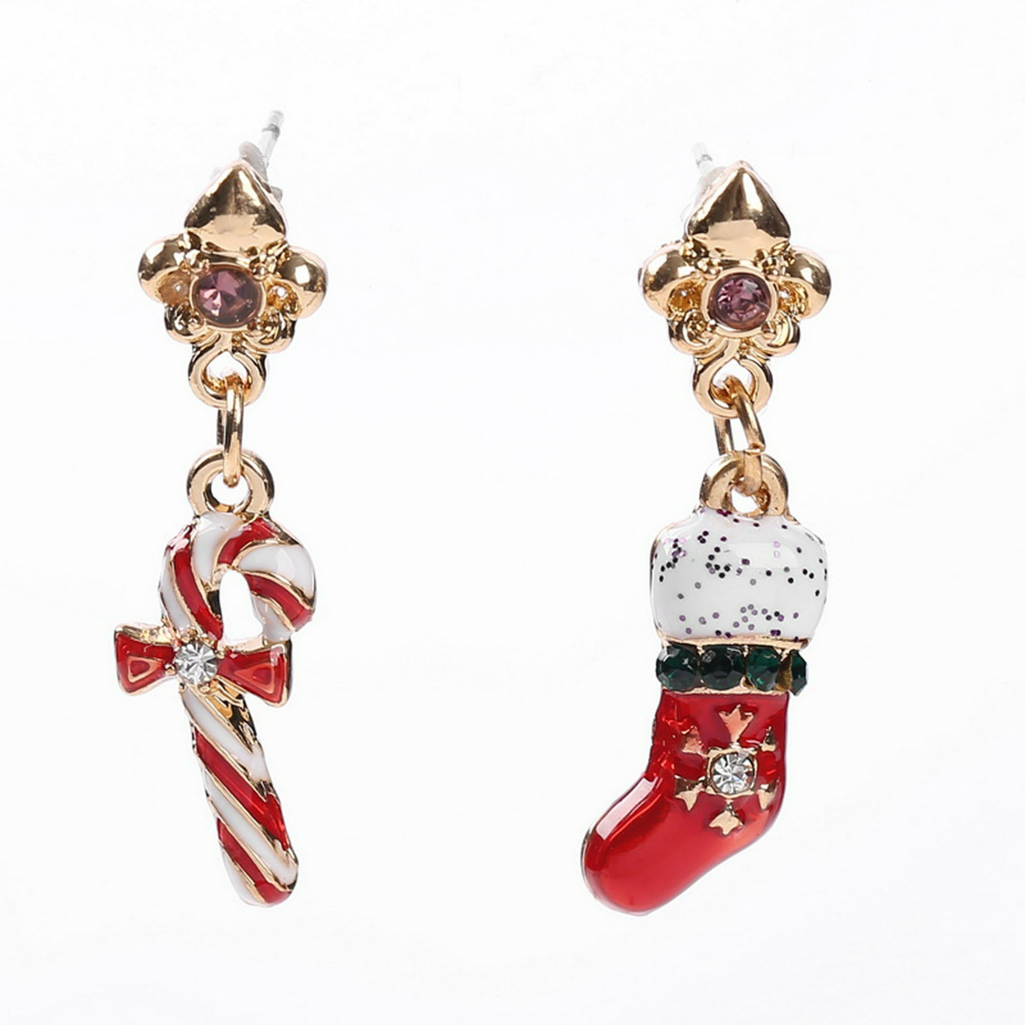 Veat00l - 1 Par De Pendientes De Estilo Navideño, Pendientes Creativos De Calcetines De Muleta, Decoraciones Navideñas, Pendientes De Mujer
