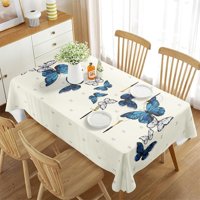 Genérico - Mantel Rectangular Antimanchas 140 X 230 Cm - Mundo Mariposas Azules