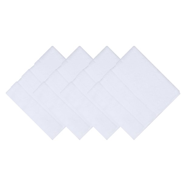REGALWOVEN Paquete de 4 paños de algodón a rayas sólidas, toallas de mano suaves y absorbentes para cara, cuerpo y spa blanco 13" x 13"