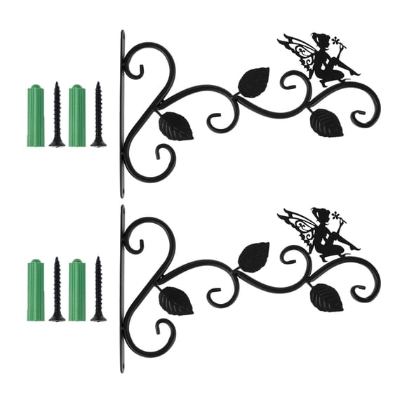 Colgador de Plantas de Hierro 2x para Colgar en La Pared, Resistente, Fácil de Instalar, Macetero, Flor, Duradero, Comedero para Pájaros, Soporte Colg Hada tranquila de 3 hojas