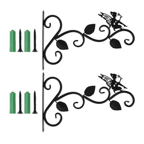 Colgador de Plantas de Hierro 2x para Colgar en La Pared, Resistente, Fácil de Instalar, Macetero, Flor, Duradero, Comedero para Pájaros, Soporte Colg Hada tranquila de 3 hojas