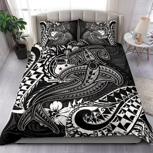 Juego de cama Samoa - Tiburón blanco Tatuaje polinesio