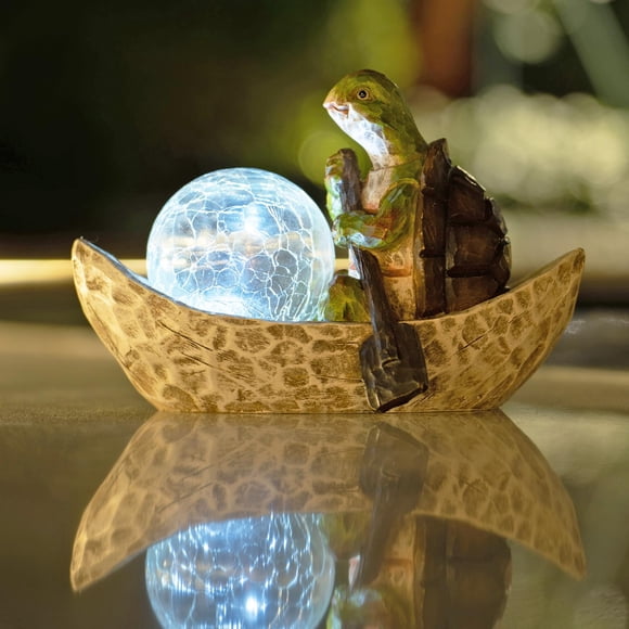 Estatua de Tortuga Solar para Jardín – Decoración Exterior de Resina Rezpuao