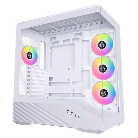 Funda para PC Lian Li V100 blanca Mid-Tower con 4 ventiladores ARGB