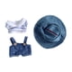 thumbnail image 1 of 3x Pantalones Con Tirantes Y Camiseta Para Muñecas De Moda, Sombreros Y Conjuntos Para Muñecas De 15 A 17 Cm, Rayas Azules, 1 of 3