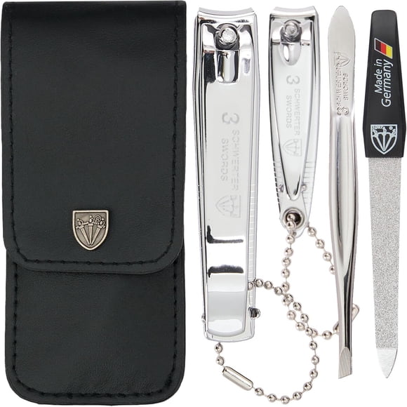 Set Manicure Pedicure 3 Swords Germany 4 Piezas Estuche Cuero
