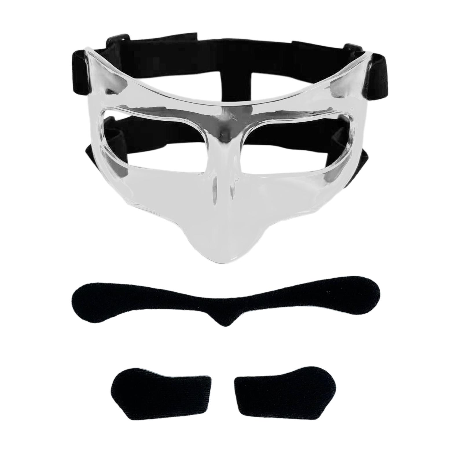 Magideal - Máscara De Baloncesto, Protector Facial Para Nariz Rota, Con Acolchado, Máscara Facial, Protector De Nariz, Máscara Para Entrenamiento De Fútbol, Boxe Pegatina Negra Transparente.