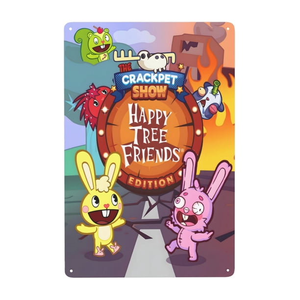 Happy Tree Friends Cartel de metal, decoración de pared con cartel de metal personalizado, regalos para aficionados, amigos, familia y seres queridos 30x20 cm