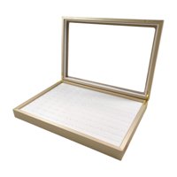 Magideal - Bandeja Organizadora De Anillos Bandeja Para Anillos Con Tapa De Acrílico Para Mujer Cajón Para Insertar Anillos Caja De Almacenamiento De Anillos Par Oro Blanco