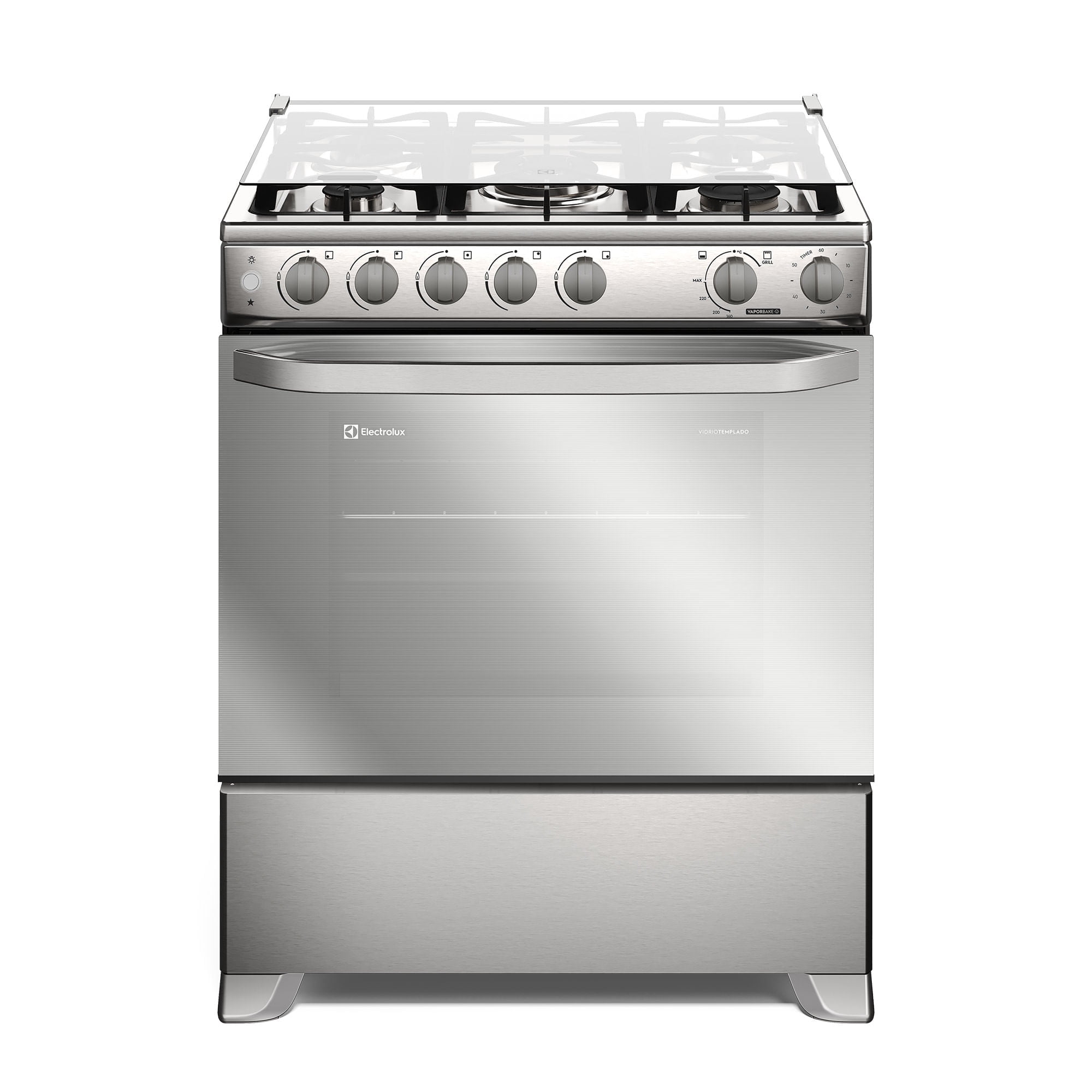 Electrolux - Cocina A Gas 5 Platos Vaporbake, Triple Llama Y Grill Fe5sxc Inox
