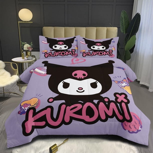 Animation Kuromi Quilt Duvet Cover Set Children Bedroom Decor Pillowcase3-Piece Bedding Set