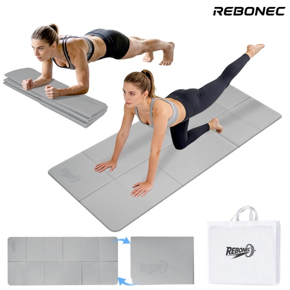Colchoneta Mat Yoga Deportiva Plegable Tpe Grueso 8mm Bolso Gris Marca Rebonec
